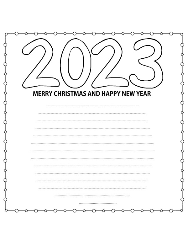 Merry Christmas and Happy New Year 2023 omalovánka Merry Christmas and Happy New Year 2023 omalovánka