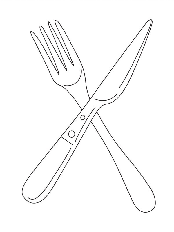nůž a vidlička omalovánka