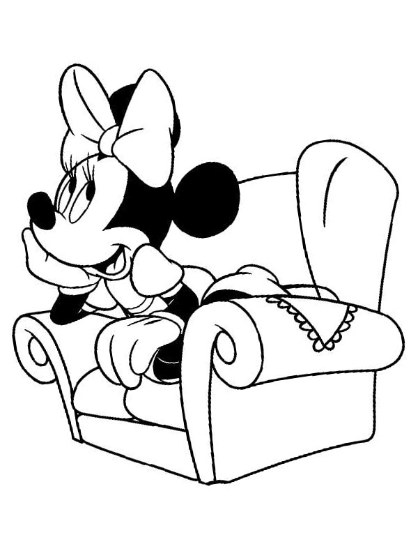 Minnie Mouse na gauči omalovánka Minnie Mouse na gauči omalovánka