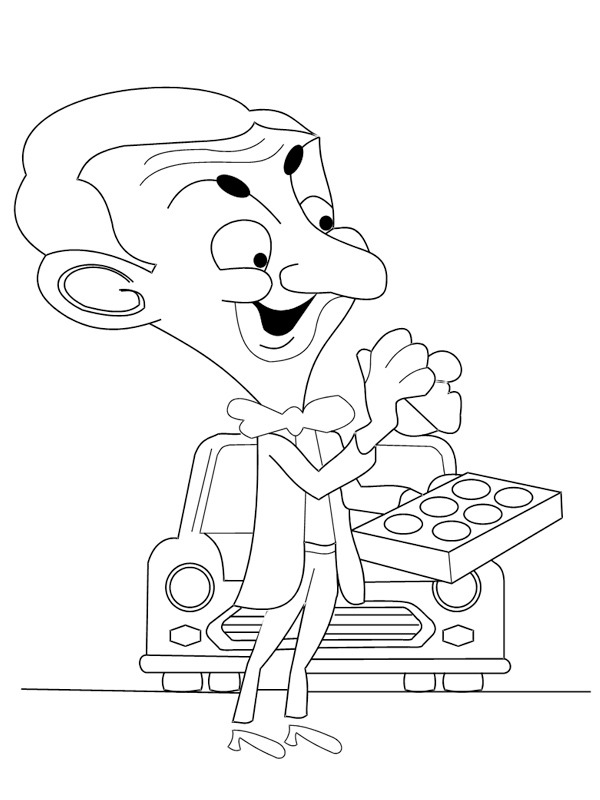Mr. Bean čistí auto omalovánka