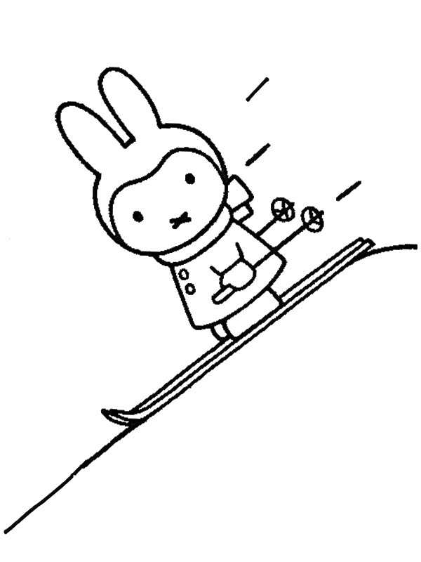 Miffy na lyžích omalovánka