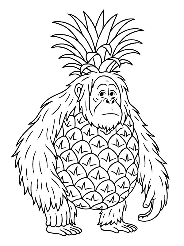 Orangutini Ananasini omalovánka Orangutini Ananasini omalovánka