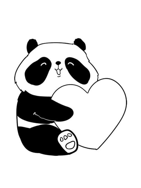Panda se srdcem omalovánka