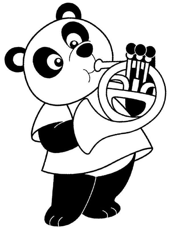 Panda hraje na trubku omalovánka