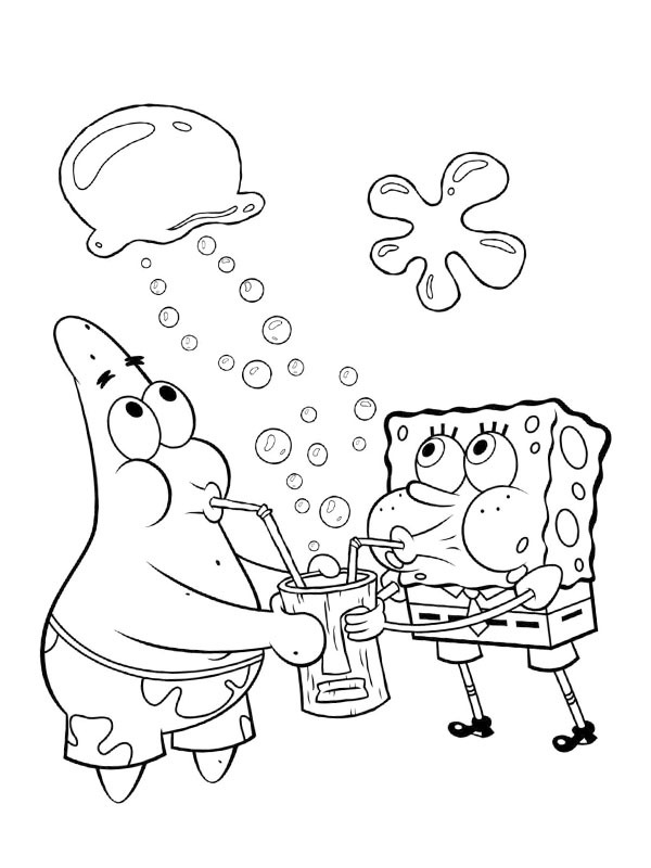 Patrick a Spongebob pijí limonádu omalovánka Patrick a Spongebob pijí limonádu omalovánka