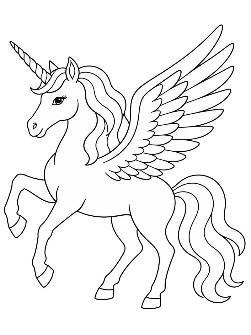 Pegas&iacute; jednorožec omalovánka
