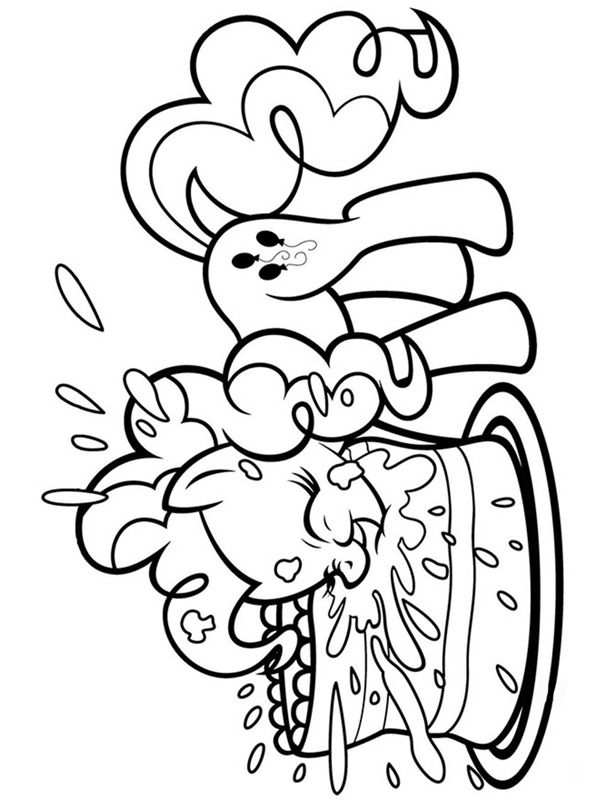Pinkie Pie jí dort omalovánka Pinkie Pie jí dort omalovánka