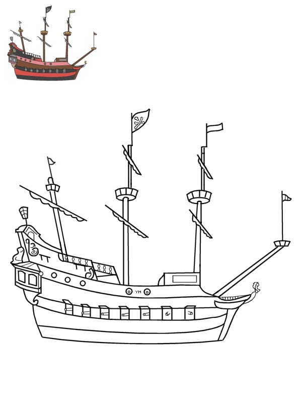 Pirátská loď kapitána Hooka omalovánka