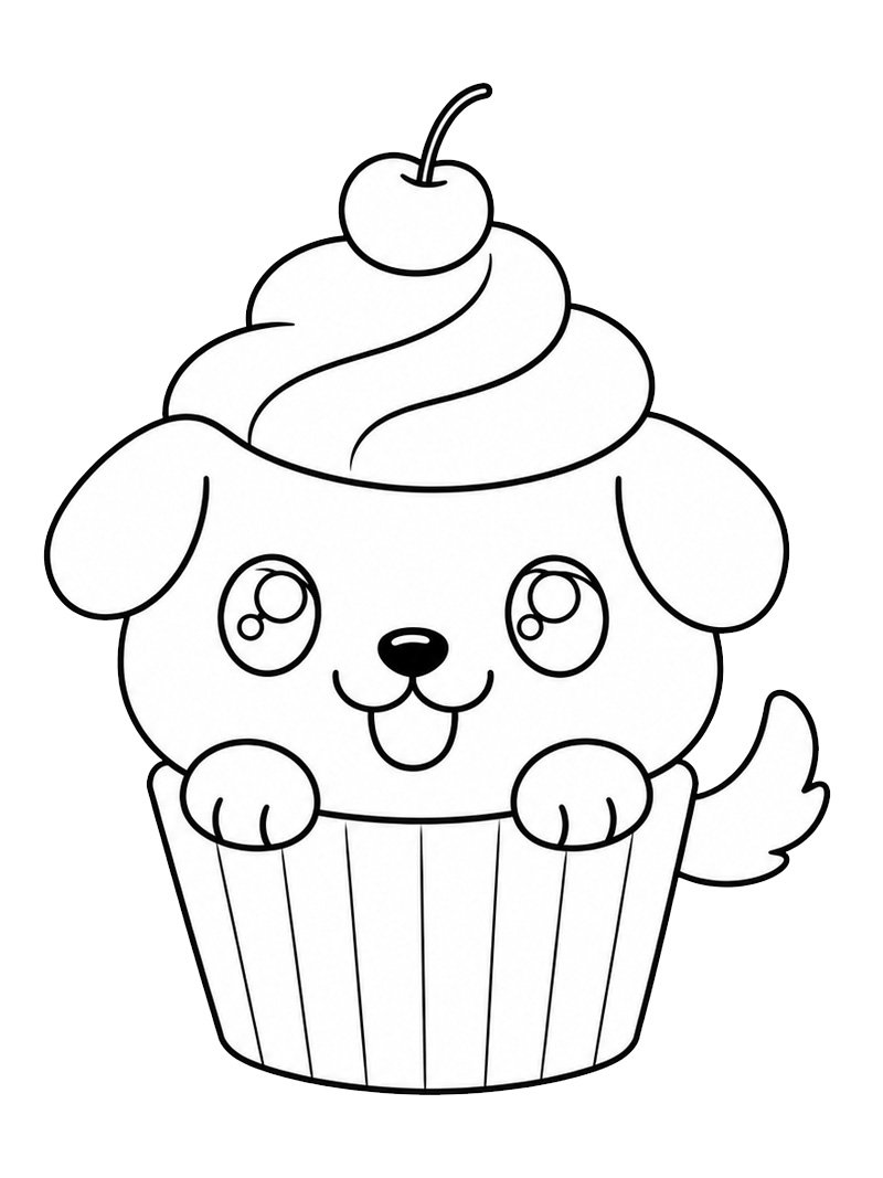 Puppy cupcake omalovánka