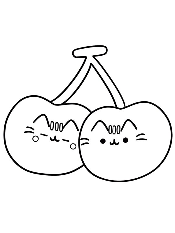 Pusheen Kočičí třešně omalovánka Pusheen Kočičí třešně omalovánka