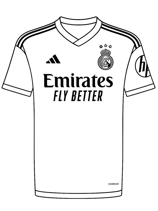 Real Madrid fotbalový dres omalovánka Real Madrid fotbalový dres omalovánka