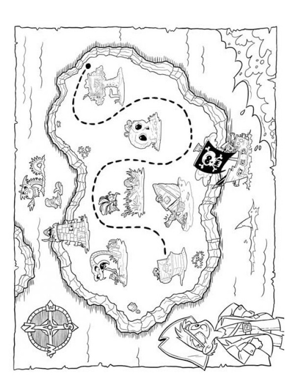 Mapa pokladu omalovánka