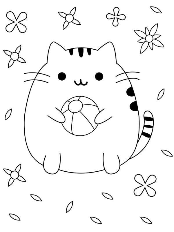 Roztomilá Pusheen s míčkem omalovánka Roztomilá Pusheen s míčkem omalovánka