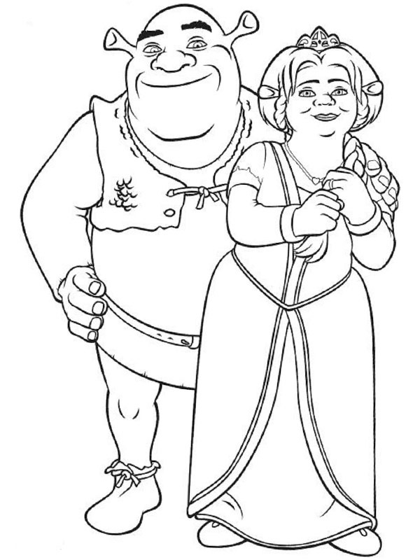 Shrek a Fiona omalovánka