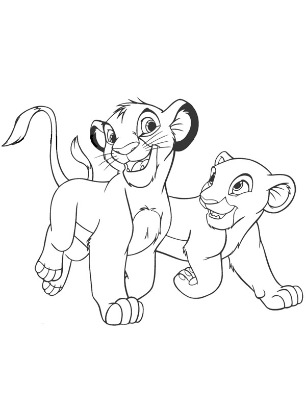 Simba a Nala omalovánka
