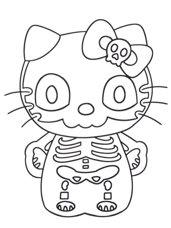 Kostlivec Hello Kitty omalovánka Kostlivec Hello Kitty omalovánka