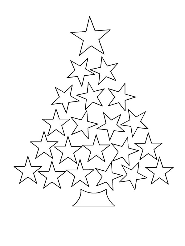 Vánoční stromek z hvězdiček omalovánka