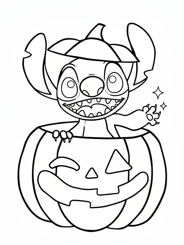 Stitch v hallowenské dýňi omalovánka Stitch v hallowenské dýňi omalovánka
