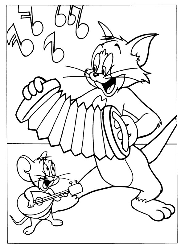 Tom a Jerry dělají hudbu omalovánka