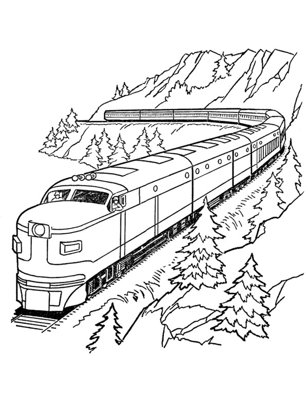Vlak v horách omalovánka
