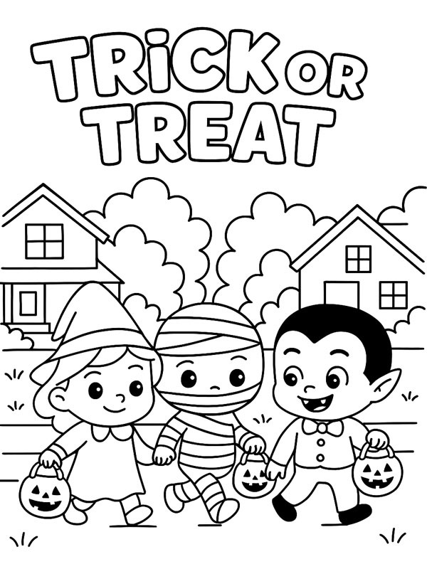 Halloweenské koledování omalovánka Halloweenské koledování omalovánka