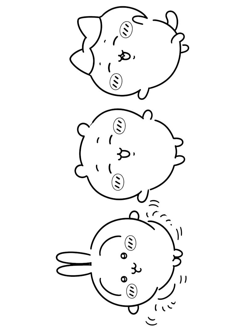 Usagi, Chiikawa a Hachiware omalovánka Usagi, Chiikawa a Hachiware omalovánka