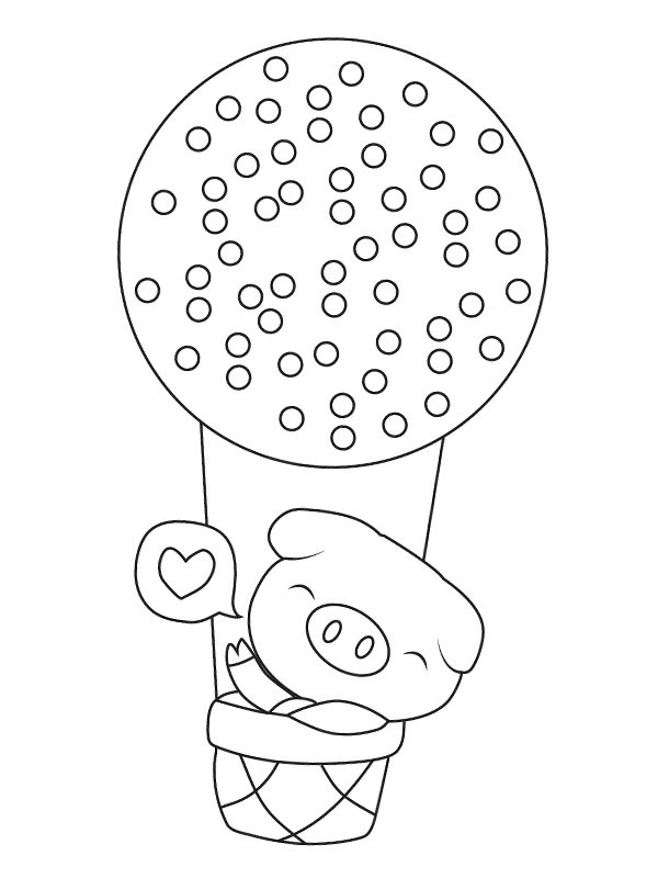 Prase v horkovzdušném balónu omalovánka