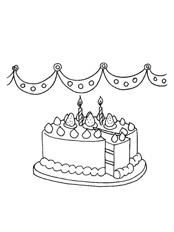 Narozeninový dort se svíčkami omalovánka
