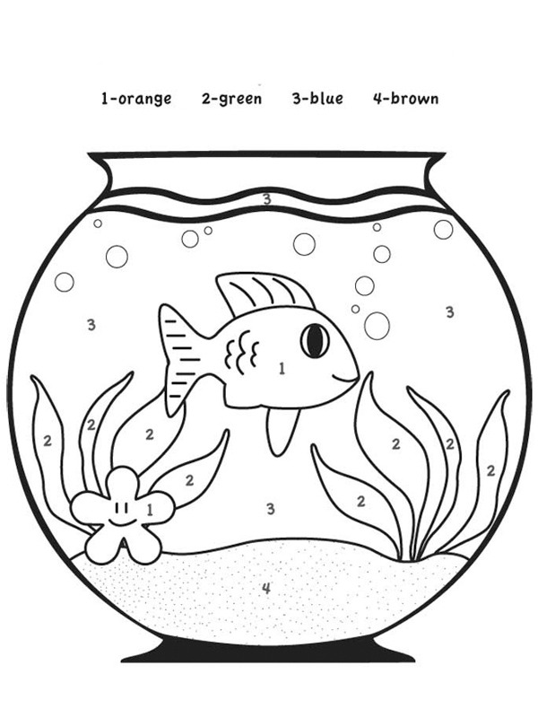 Malování podle čísel - aqarium s rybou omalovánka