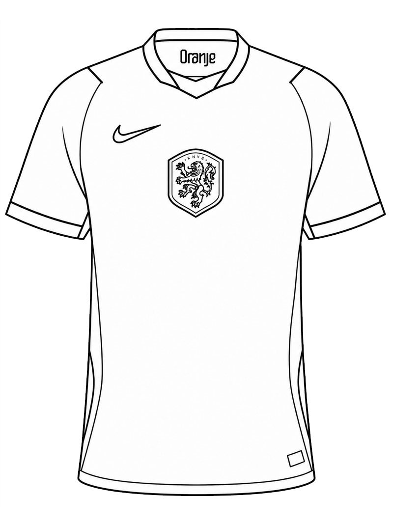Fotbalový dres nizozemské reprezentace omalovánka Fotbalový dres nizozemské reprezentace omalovánka