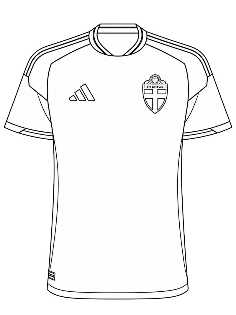 Švédský fotbalový dres omalovánka Švédský fotbalový dres omalovánka