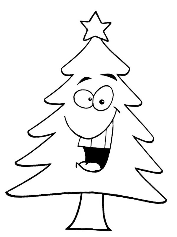 Smějící se vánoční stromeček omalovánka